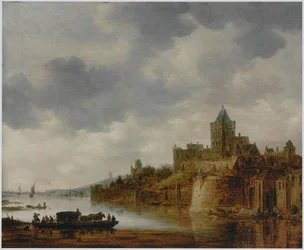 Holland: Rivier Landscape with View of Valkhof, Nijmegen Rivier Landscape with View of Valkhof, Nijmegen