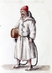 Galerian kábel. 17 - 18. század. Akvarell rajz és tus Jan van Grevenbroek (vagy Giovanni Grevenbroich (Grevenbroich) (1731-1807) „A velencei szokások” című kéziratából