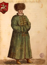 Moszkvai nagykövet, Jan van Grevenbroeck vagy Giovanni Grevembroch (1731-1807), Gli Donne de Veneziani, illusztrált jelmezkönyvből, akvarell