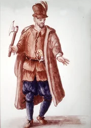 Scapolo di galéa: Fizetett evezős a gályákon a 18. században. Akvarell rajz és tus Jan van Grevenbroeck (vagy Giovanni Grevembroch (Grevenbroch) (1731-1807) „A velencei szokások” című kéziratából