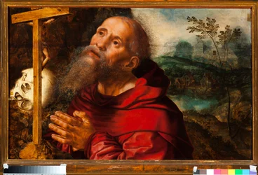 Szent Jeromos (Szent Jeromos) ábrázolása Jan Sanders Van Hemessen festménye (kb. 1504-kb. 1575)