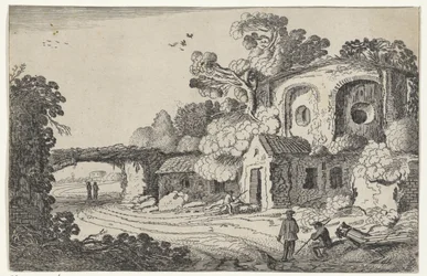 Landschap met oude burcht Romok a tájban (sorozat címe) Ősi romok és néhány a legszebb régiók közül (sorozat címe)