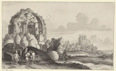 Utazók a római Minerva Medica templomban Tájak Pieter de Molijn után (sorozat címe)