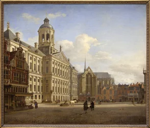 The Dam with the new city hall in Amsterdam