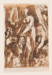 Recto: Judit Holofernész fejével; Vers: Pietà