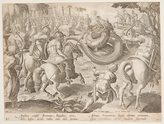 Attilius Regulus római konzul egy óriási afrikai kígyóval harcban, 25-ös tábla a Wild Hunts sorozatban