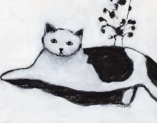 Thomas the Cat Lounging, 2018 körül (vegyes technika, papír)