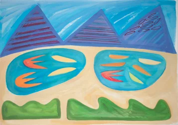 Belül fekvő táj, 2015 (akvarell és gouache, papíron)