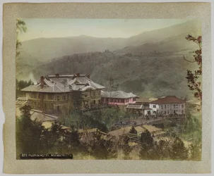 Fujiya Hotel, Miyanoshita, Hakone, Kanagawa prefektúra, Japán (kézzel színezett fekete-fehér fotó)