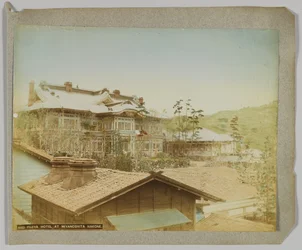 Fujiya Hotel, Miyanoshita, Hakone, Kanagawa prefektúra, Japán (kézzel színezett fekete-fehér fotó)