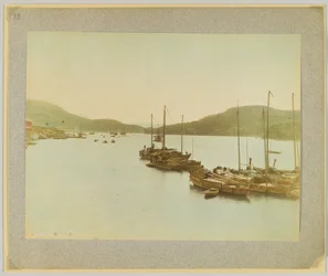 Onomichi, Bingo, Japán (kézzel színezett fekete-fehér fotó)