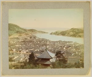 Onomichi Town, Japán (kézzel színezett fekete-fehér fotó)