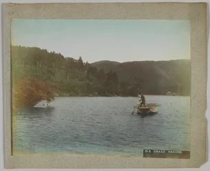 Ubako, Hakone, Kanagawa prefektúra, Japán (kézzel színezett fekete-fehér fotó)