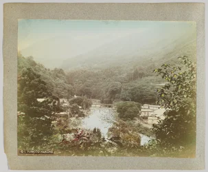 Yumoto Hakone, Kanagawa prefektúra (kézzel színezett fekete-fehér fotó)