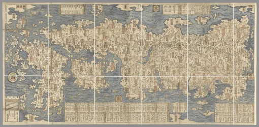 Japán nagy színes térképe, amelyet Ishigawa Nagara rajzolt