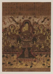 Buddhistic Painting, 1392-1573 (tinta és polikróm színek papíron)