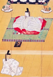Go-Daigo császár és Fujifusa miniszter, fametszet, Kamakura-korszak (1185-1333), japán civilizáció