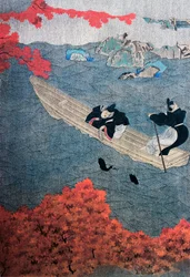 Horgászat, Yukihide, Tosa iskola, selyemfestés, Japán