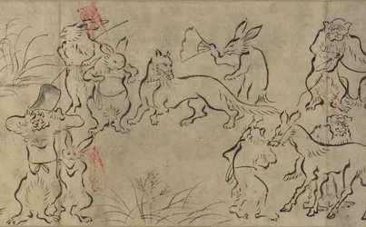 Hancúrozó állatok (Choju Giga) Muromachi-korszak (tinta papíron)