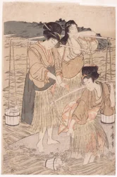 Japán nők (színes fablokk)