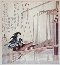 Japán szövőszék, 19. század végi nyomat
