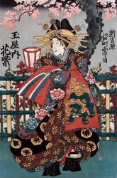 Bal oldali panel egy japán udvarhölgy-triptichonból