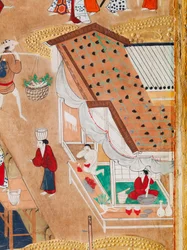 Osakazu Byobu - japán nyolctáblás hajtogatott paraván (festmény)