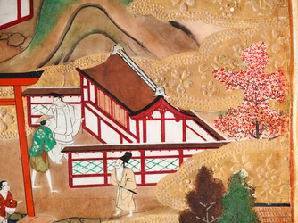 Osakazu Byobu - japán nyolctáblás hajtogatott paraván (festmény)