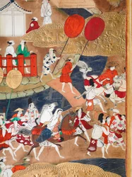 Osakazu Byobu - japán nyolctáblás hajtogatott paraván (festmény)