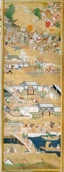 Osakazu Byobu - japán nyolctáblás hajtogatott paraván (festmény)