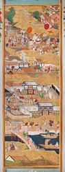 Osakazu Byobu - japán nyolctáblás hajtogatott paraván (festmény)