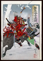 Samurai Combat (színes fatömbnyomat)