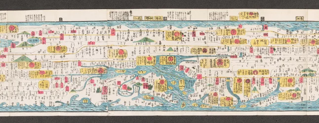 Japán utak térképének része.  Dai Nihon koku junro meiki daisei. ["Japán főútjainak tiszta és aprólékos térképe"]  1850