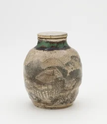 Tealevél tégely senchához, hozzáillő tetővel, Kiotóhoz kapcsolódó edények, Tealevél tégely (sencha tsubo)