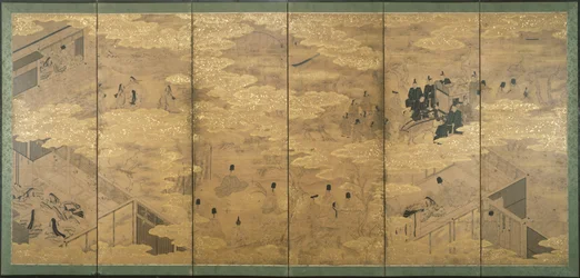 Genji meséje, 17. század vége – 18. század eleje (pigment tinta és aranylevél csillámpapíron) (171424-es pár)