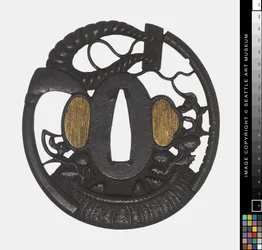 Tsuba: Virágok, kasza, kötél, 18. eleje század (vas)