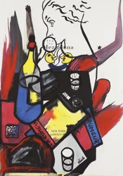 Long Distance Phone Call, 2015 (vegyes technika, akvarellpapírra, panelre szerelve, hátoldalon recept)