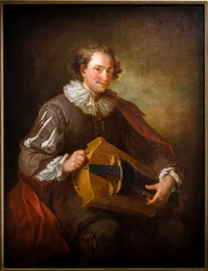 Egy hurdy-gurdy játékos portréja