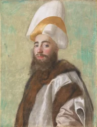 Egy nagyvezír portréja, vagy egy nagyvezírnek öltözött európai portréja, 1741 körül (pasztell, pergamen)