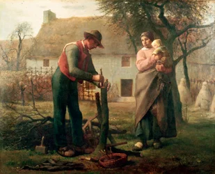 Gazdálkodó oltja a fát. Jean Francois Millet (Jean-Francois Millet) festménye.