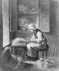 A kocsis, 1854 körül (zsírkréta, papír)