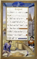 Az aratás aratás (a szűz jele) - a Bretagne-i Anna óráinak fakszimile, Jean Bourdichon