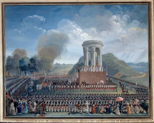 A szövetség ünnepe Besanconban 1790.07.14 Jean Alexis Cornu (1755-1807) Besancon festménye. Musee Des Beaux Arts – Föderáció Fesztiválja Besanconban 1790. július 14-én. Jean Alexis Cornu (1755-1807) festménye. Beaux-Arts Múzeum, Besancon, Franciaország