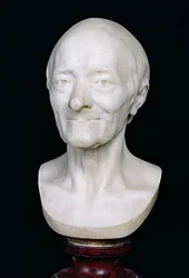 Voltaire (1694-1778) mellszobra paróka nélkül, 1778