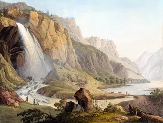 Kilátás a Cascade de Pissevache-ra, 1789 körül