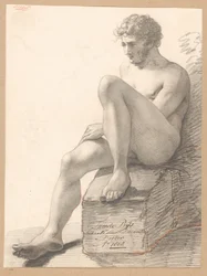 Ülő férfi akt, elölnézet (2. díj, 1808)