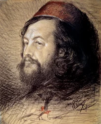 Theophile Gautier (1811-1872) portréja Auguste Clesinger (1814-1883) szén- és pasztellrajza 1851 V. 0,77x0,65 m Versailles, musee du chateau