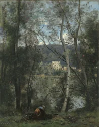 Egy nő köcsögöket gyűjtöget a Ville-dAvrayben, kb. 1871-74.