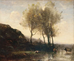 Tehénpásztor pihen a Cool Hills lábánál, 1855-65 körül