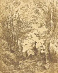 Lovas az erdőben, Nagytányér Le Grand Cavalier sous bois, c. 1854.